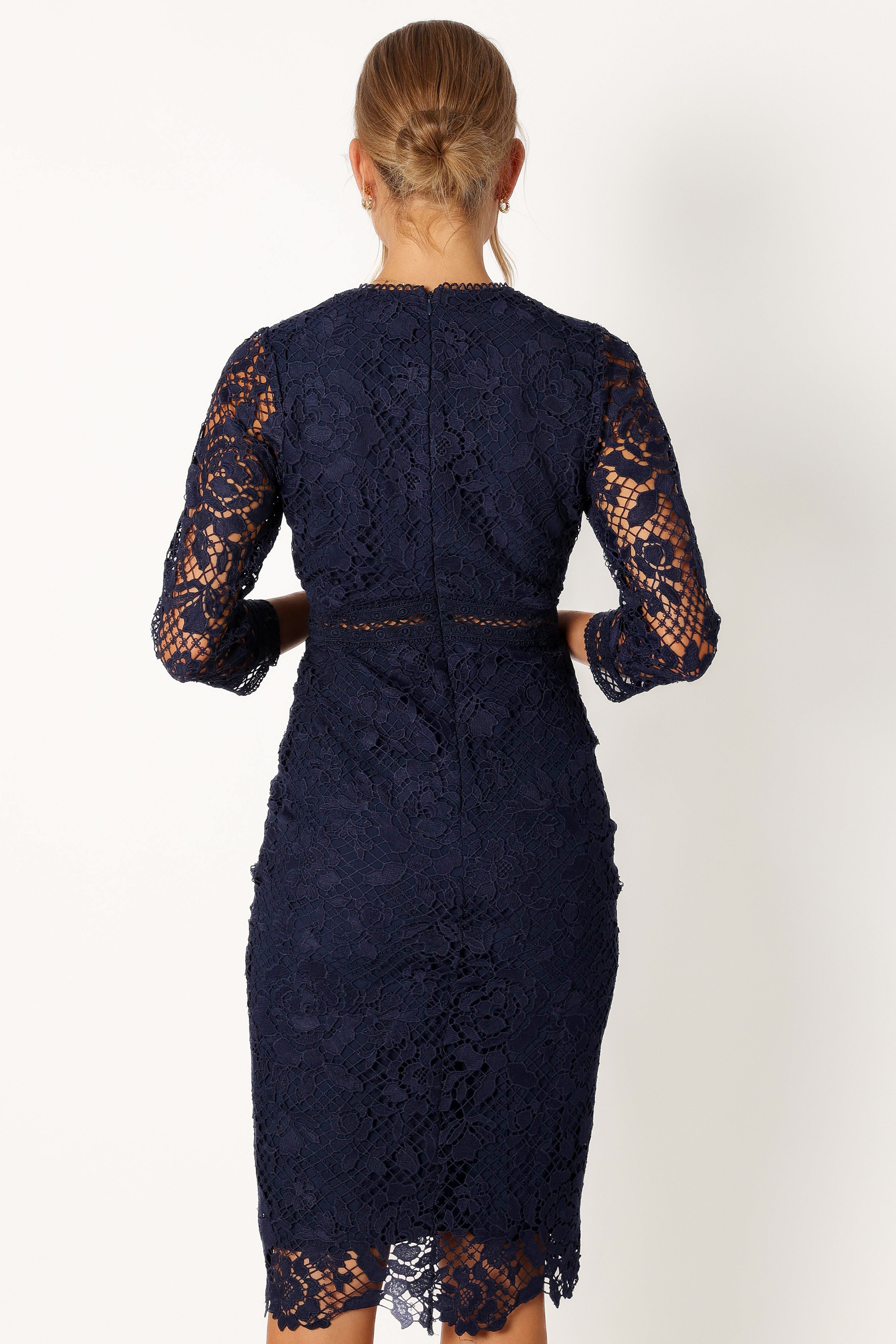 Petal and Pup USA DRESSES Pia Long Sleeve Midi Dress - Navy