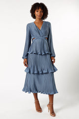 Petal and Pup USA DRESSES Pippa Long Sleeve Midi Dress - Blue