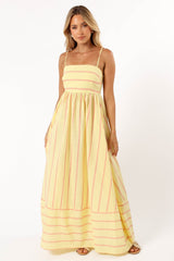 Petal and Pup USA DRESSES Pixie Maxi Dress - Yellow Pink Stripe