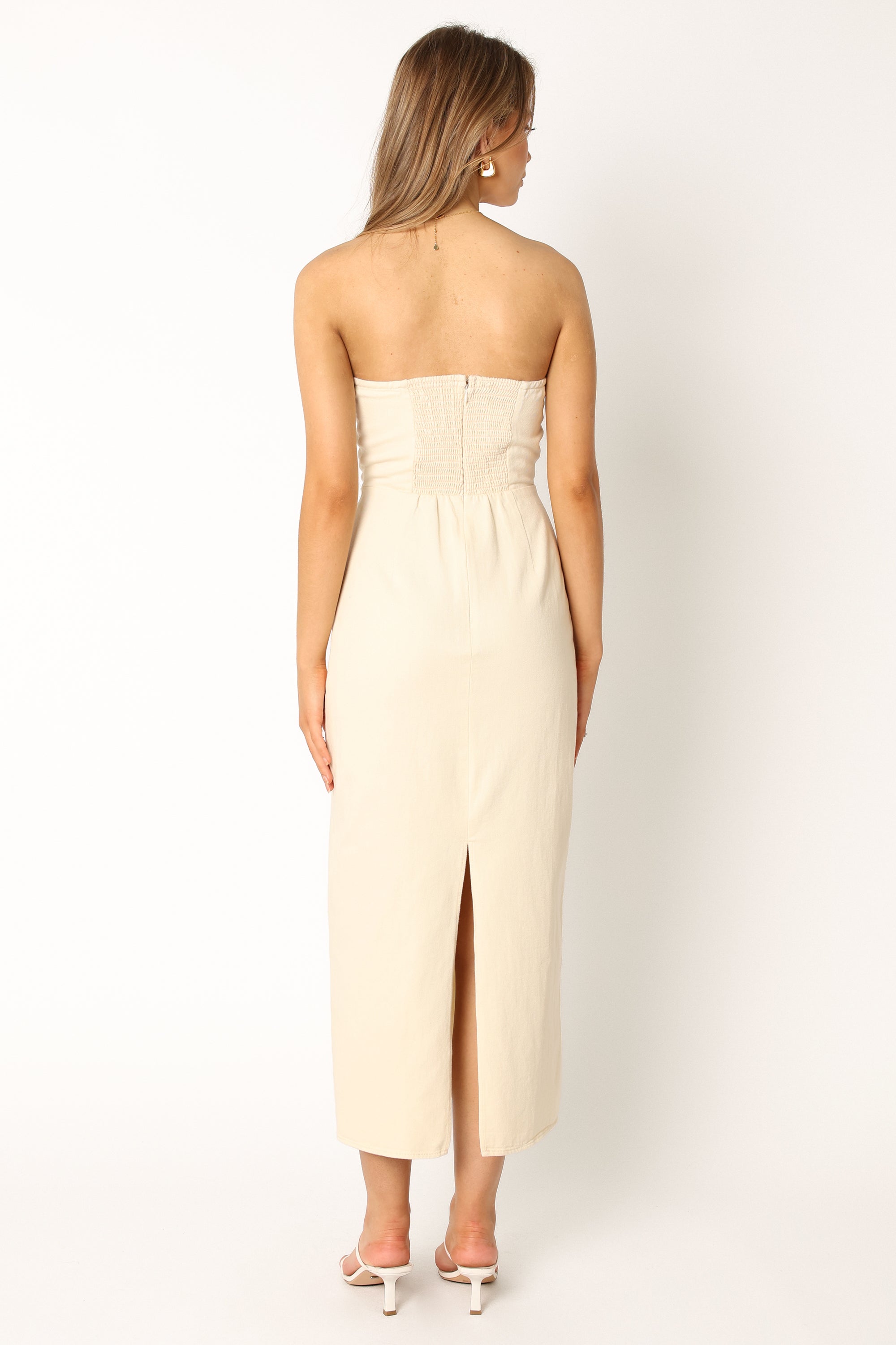 Petal and Pup USA DRESSES Rory Contrast Stitch Maxi Dress - Ecru