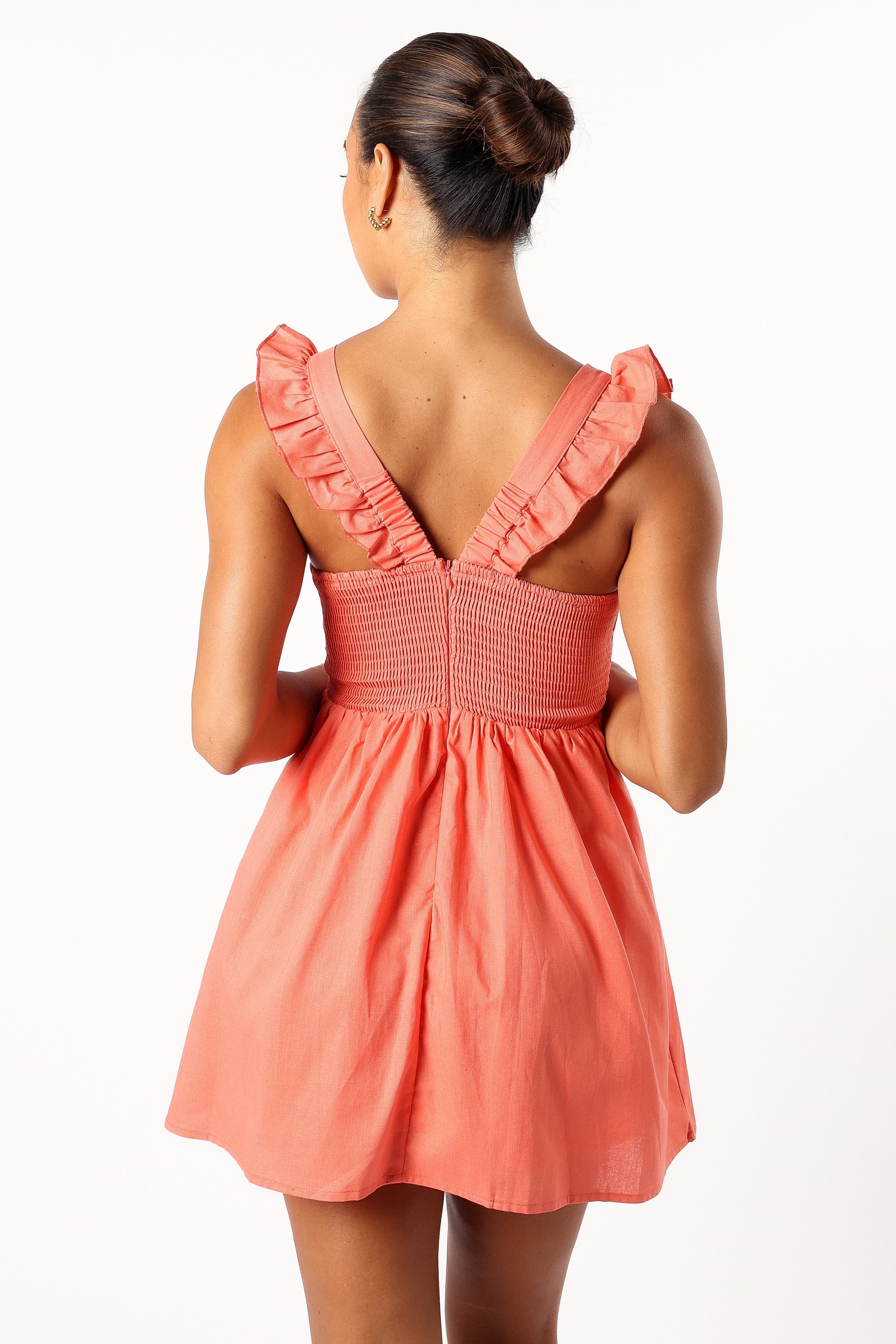 Petal and Pup USA DRESSES Rowan Frill Mini Dress - Coral