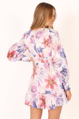 Petal and Pup USA DRESSES Rume Long Sleeve Mini Dress - Purple Floral