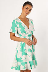 Petal and Pup USA DRESSES Rylan Mini Dress - Green Floral