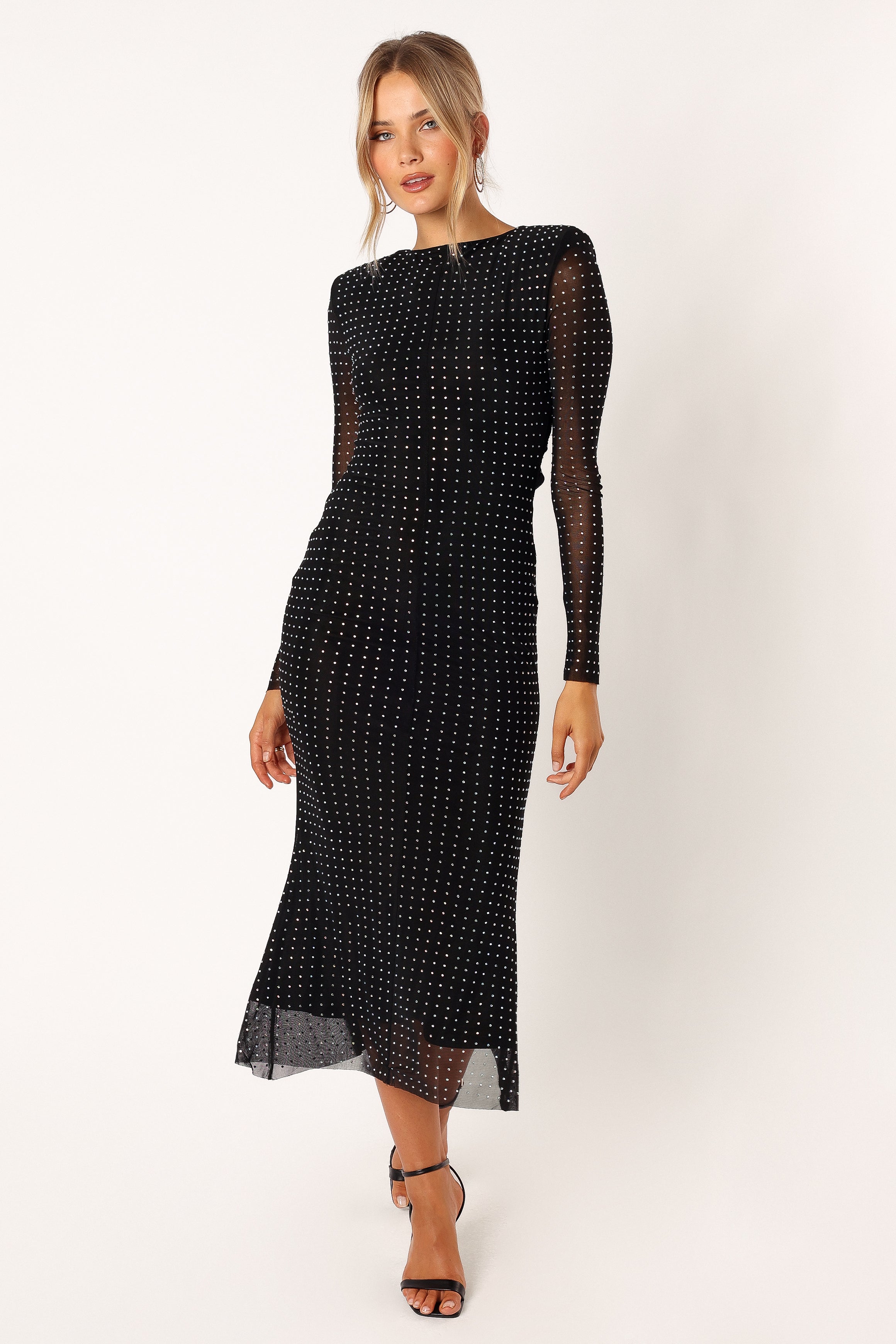 Petal and Pup USA DRESSES Salvatore Long Sleeve Midi Dress - Black