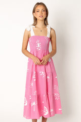 Petal and Pup USA DRESSES Sarelle Midi Dress - Hot Pink
