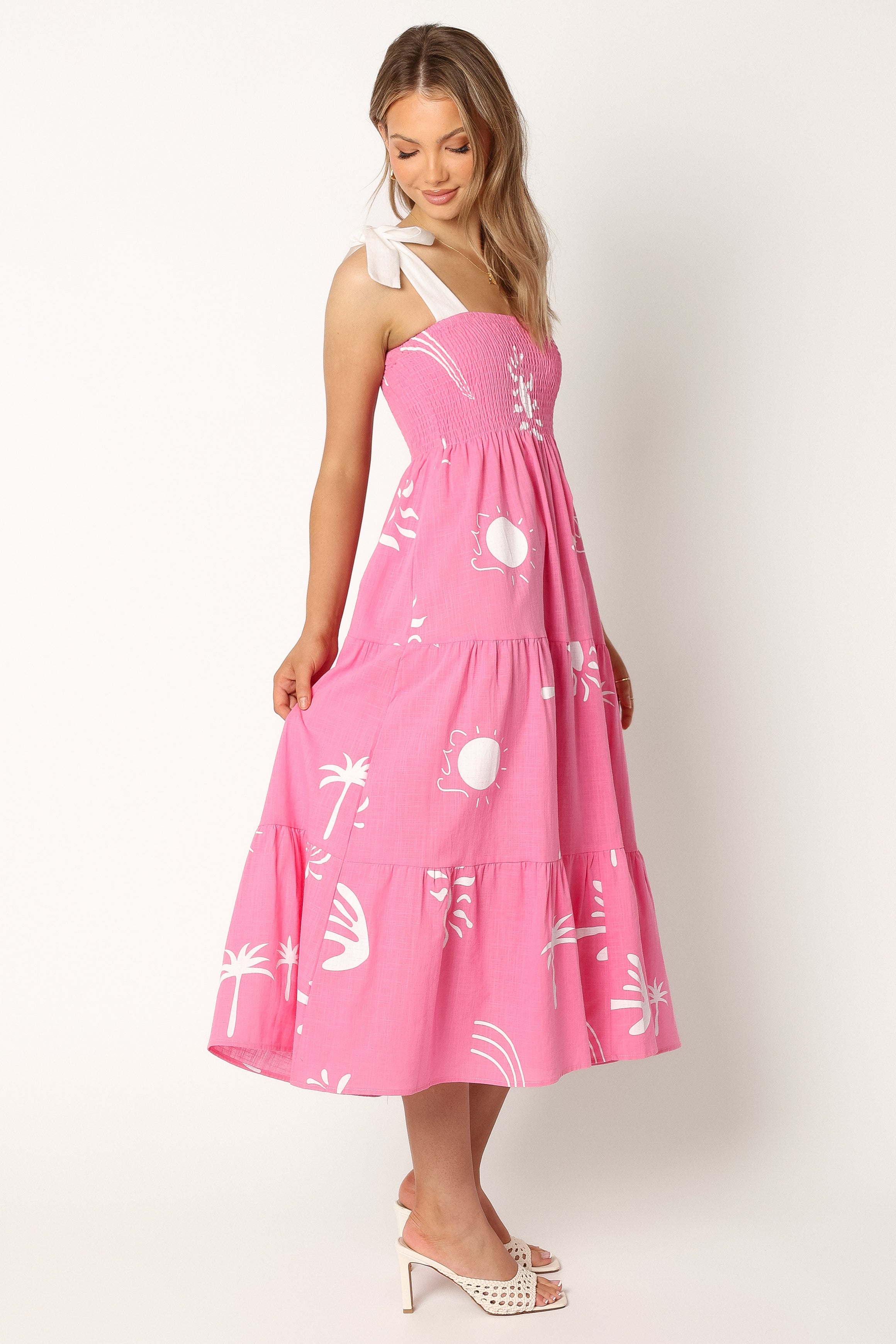 Petal and Pup USA DRESSES Sarelle Midi Dress - Hot Pink