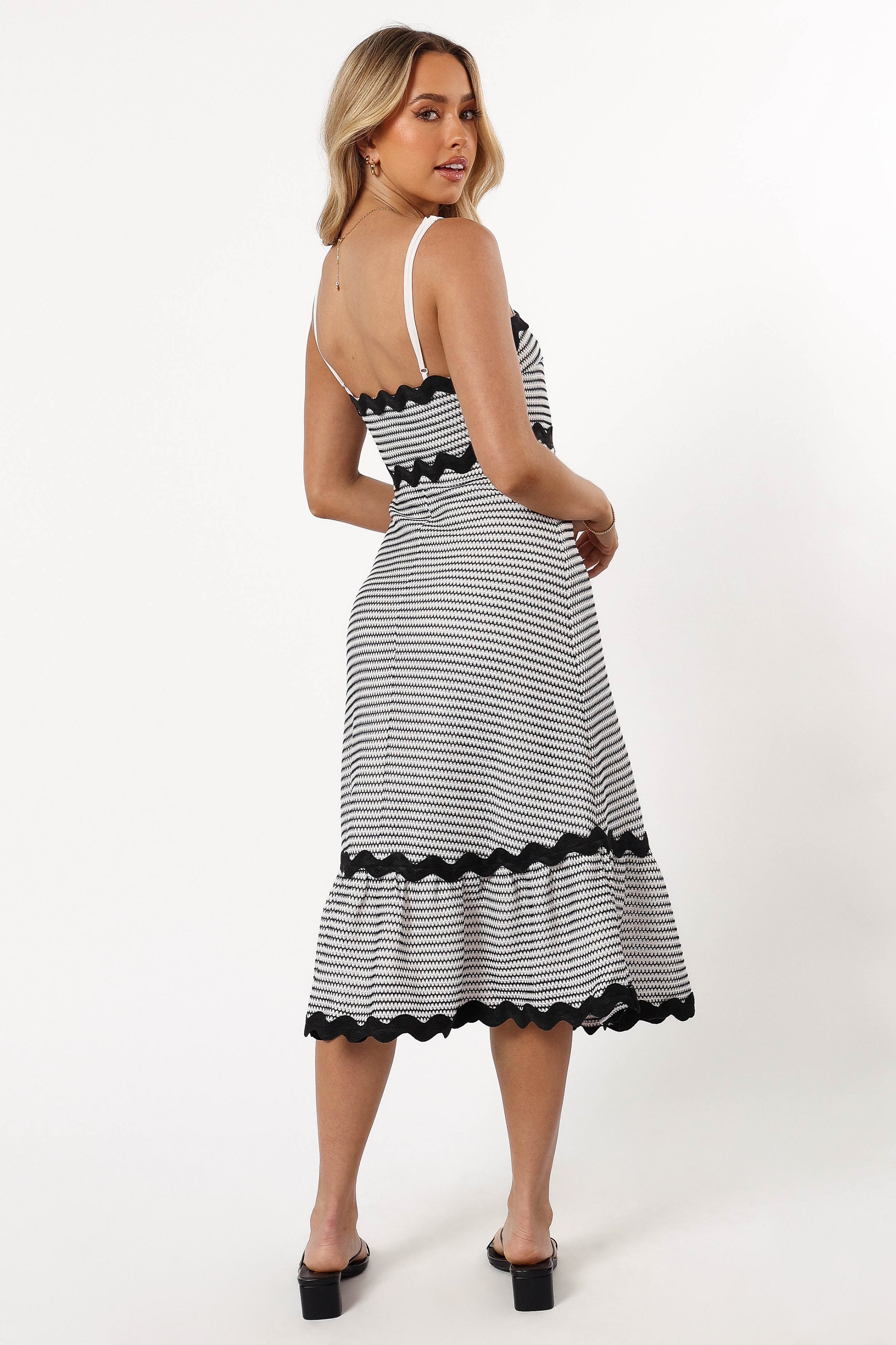 Petal and Pup USA DRESSES Savvy Midi Dress - Black/White