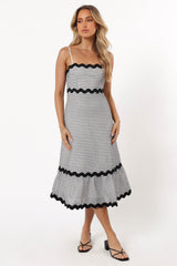 Petal and Pup USA DRESSES Savvy Midi Dress - Black/White