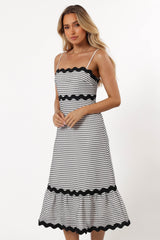 Petal and Pup USA DRESSES Savvy Midi Dress - Black/White