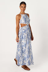 Petal and Pup USA DRESSES Sena Midi Dress - Blue Floral
