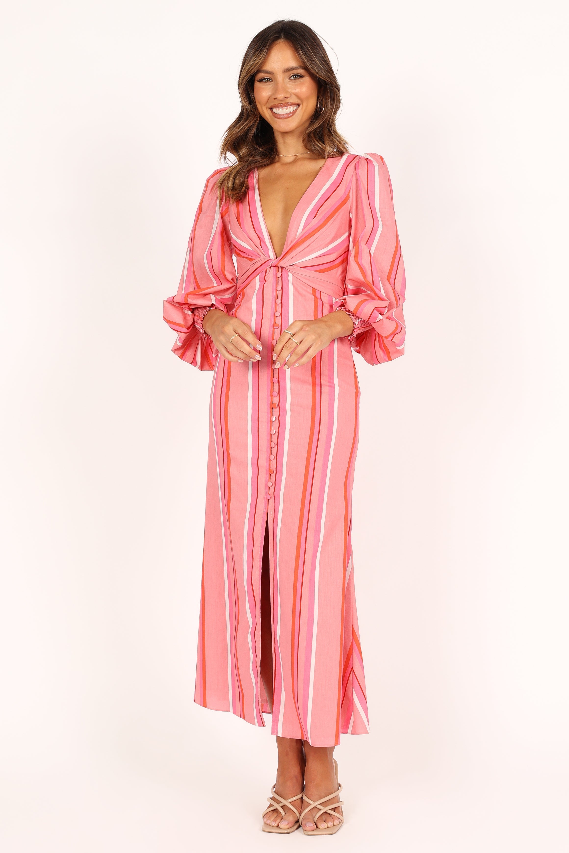 Petal and Pup USA DRESSES Senorita Long Sleeve Dress - Pink Stripe