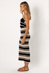 Petal and Pup USA DRESSES Shiloh Midi Cut Out Dress - Black/Sand