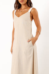Petal and Pup USA DRESSES Sjon Contrast Strap Maxi Dress - Oatmeal