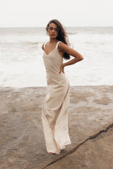 Petal and Pup USA DRESSES Sjon Contrast Strap Maxi Dress - Oatmeal