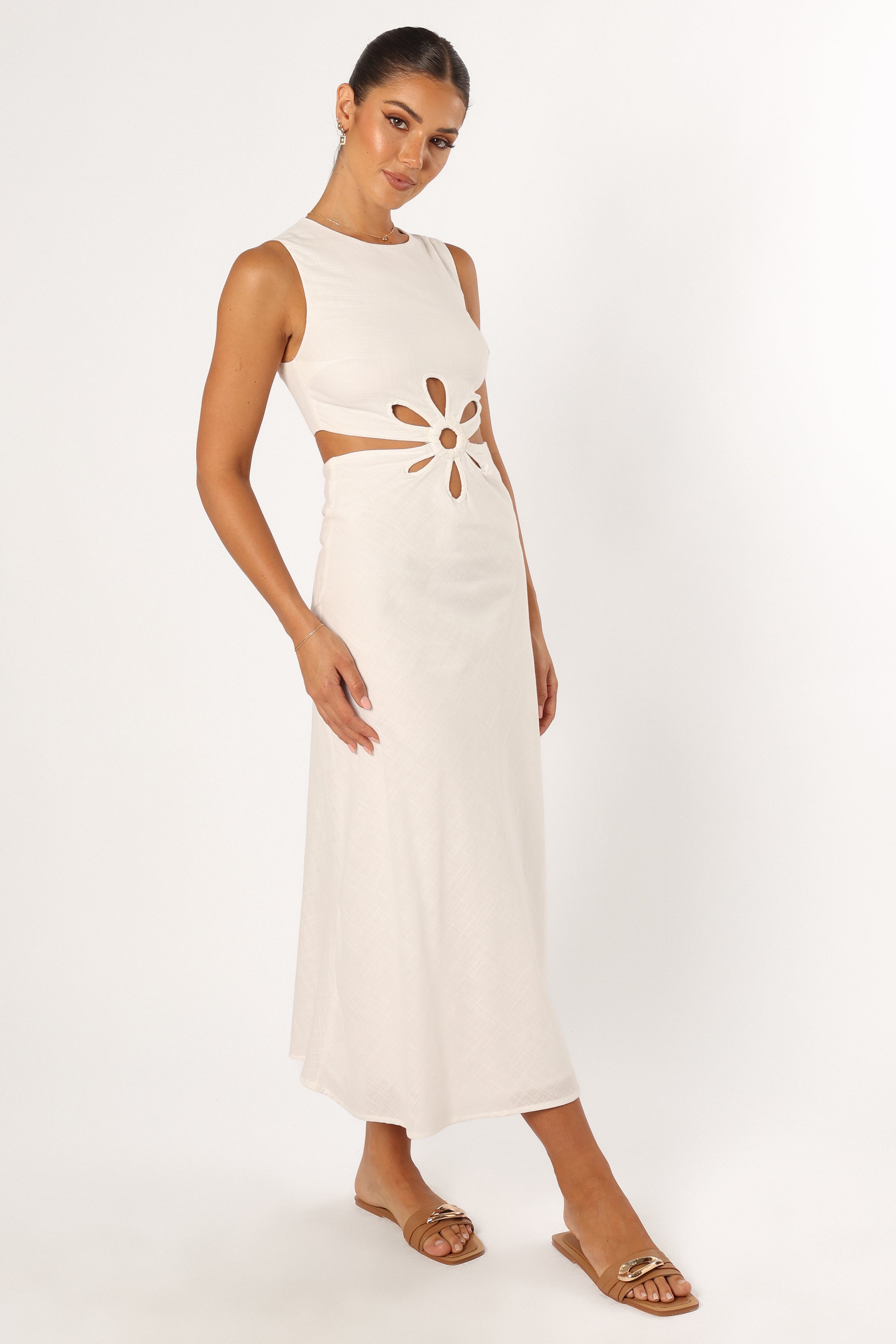 Petal and Pup USA DRESSES Sola Midi Dress - White