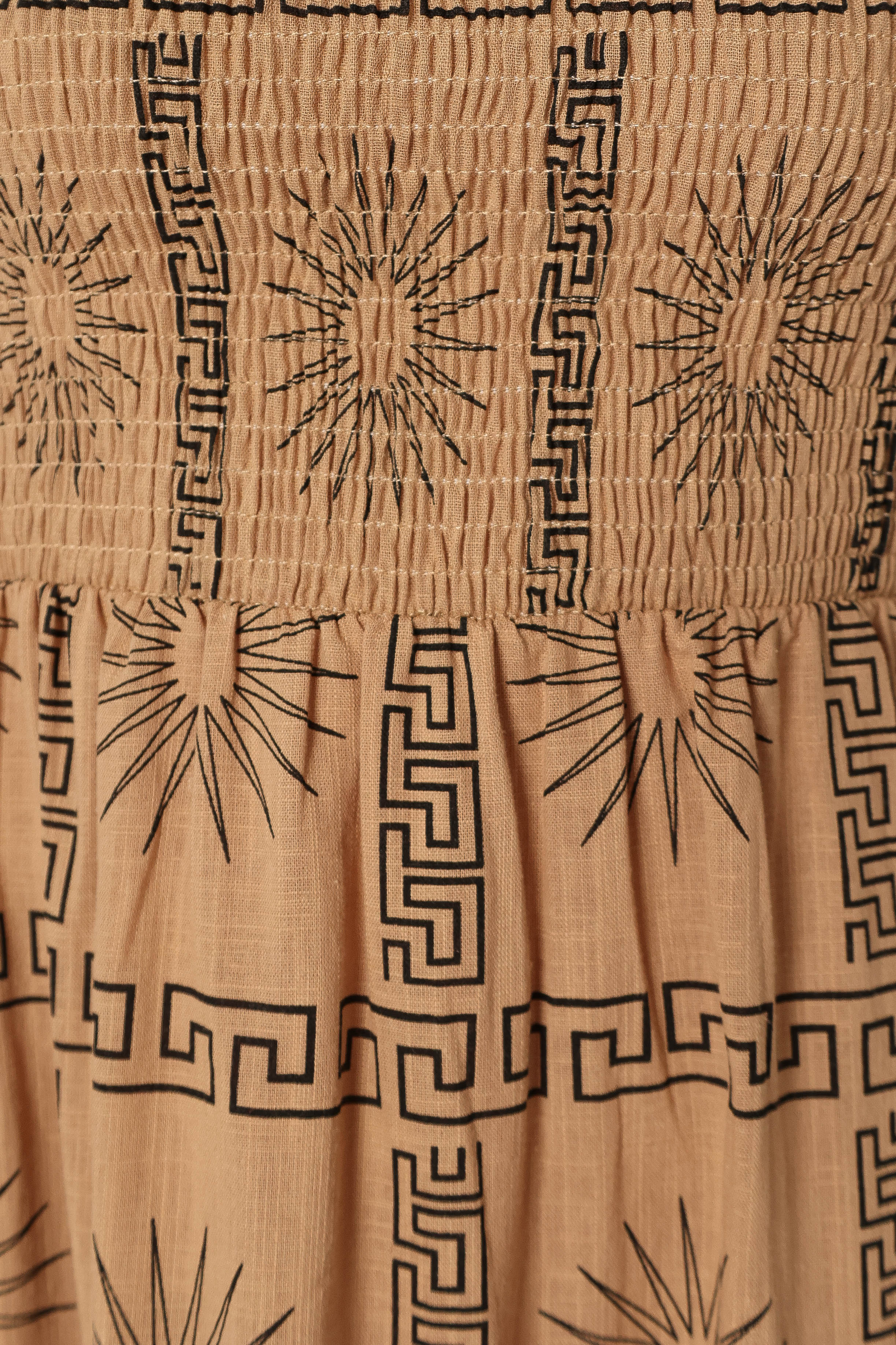 Petal and Pup USA DRESSES Soliel Puff Sleeve Midi Dress - Tan Black