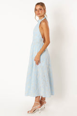 Petal and Pup USA DRESSES Taila Halterneck Midi Dress - Blue Floral