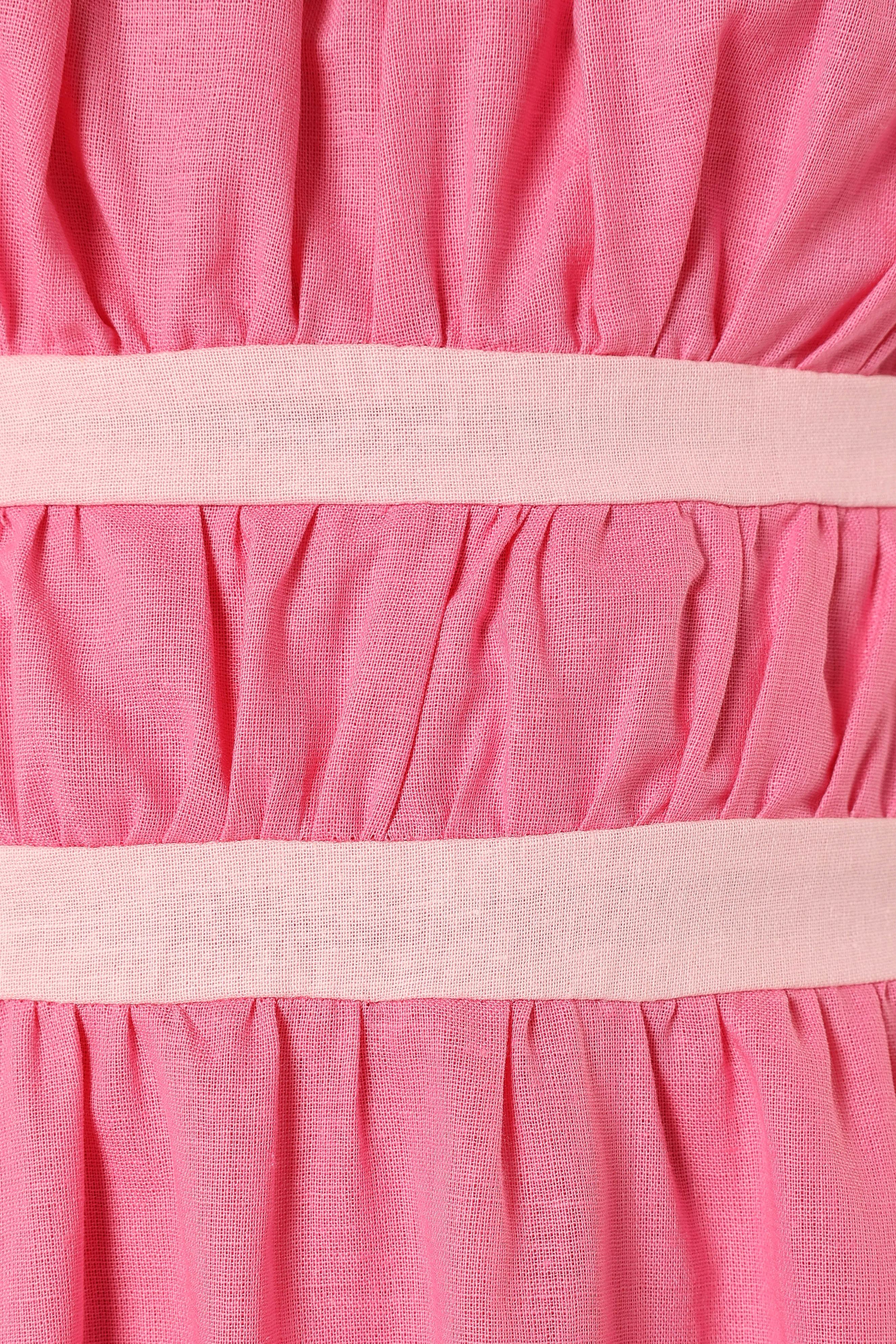 Petal and Pup USA DRESSES Tailor Off Shoulder Midi Dress - Pink