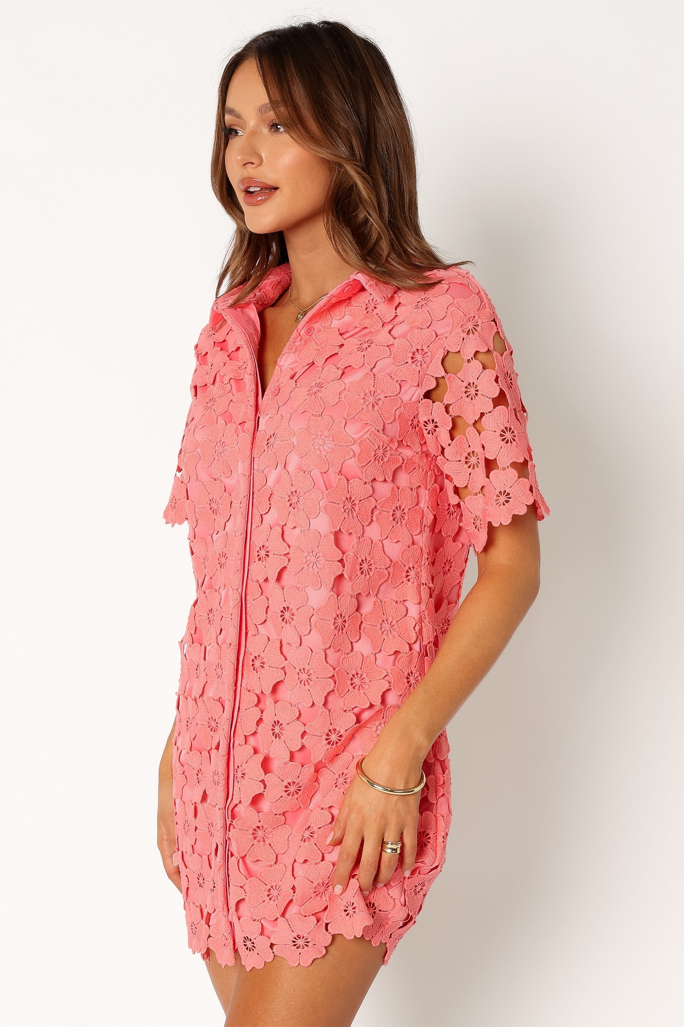 Petal and Pup USA DRESSES Tallie Button Up Mini Dress - Watermelon