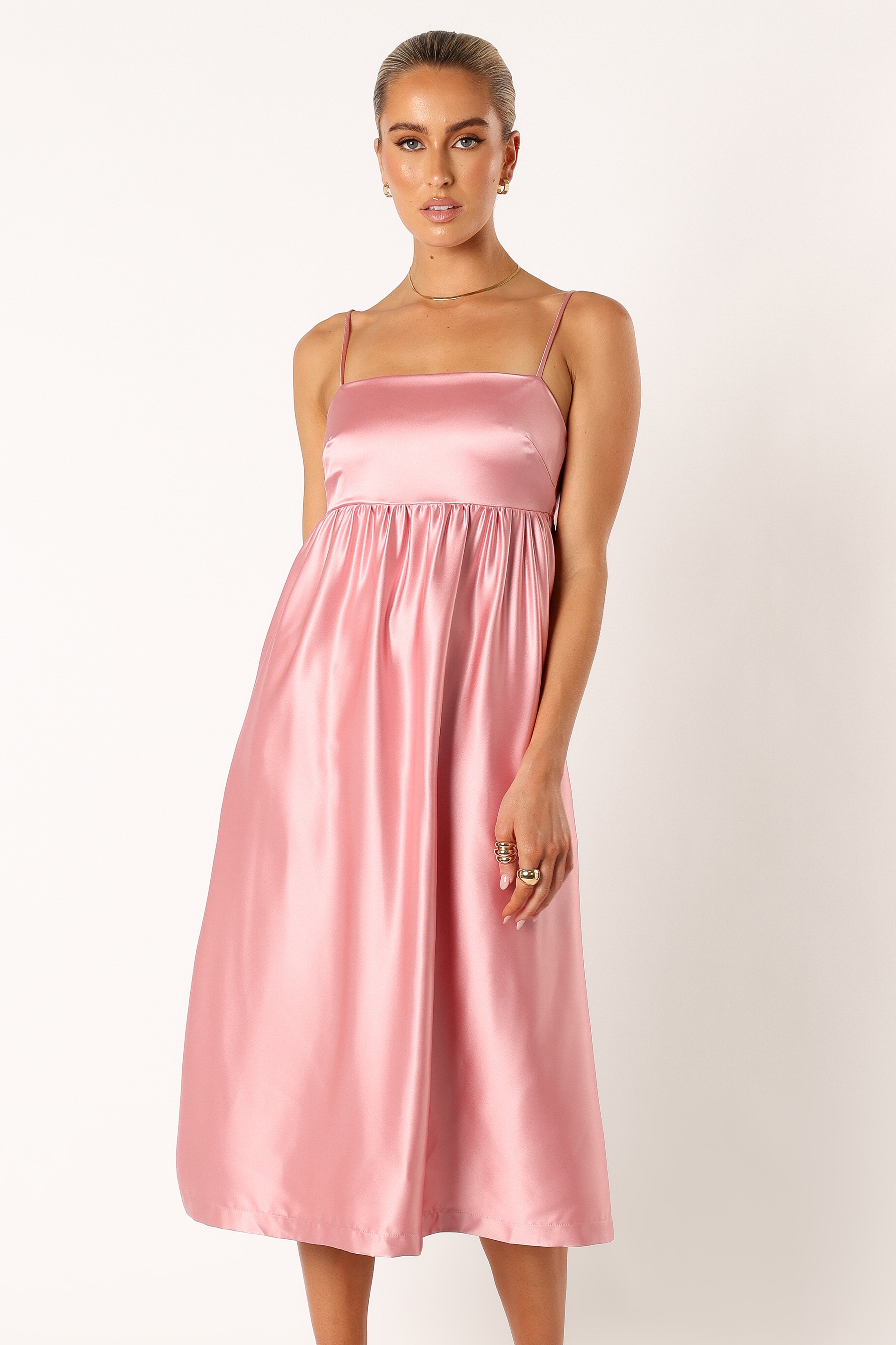 Petal and Pup USA DRESSES Teagan Bow Back Midi Dress - Soft Pink