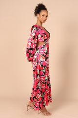 Petal and Pup USA DRESSES Teena Puff Sleeve Cutout Midi Dress - Black