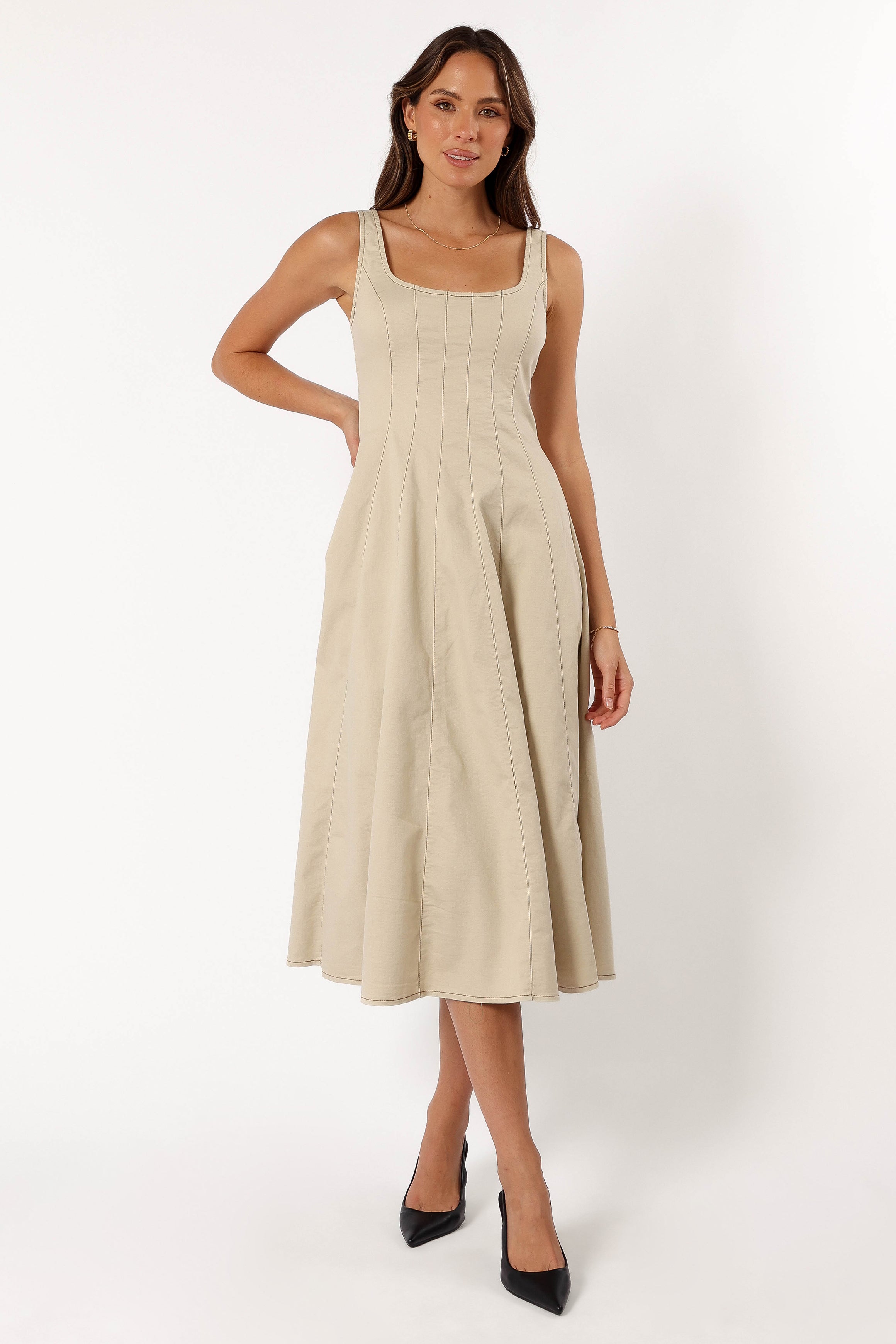 Petal and Pup USA DRESSES Una Midi Dress - Beige