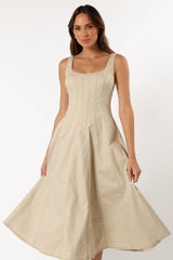 Petal and Pup USA DRESSES Una Midi Dress - Beige