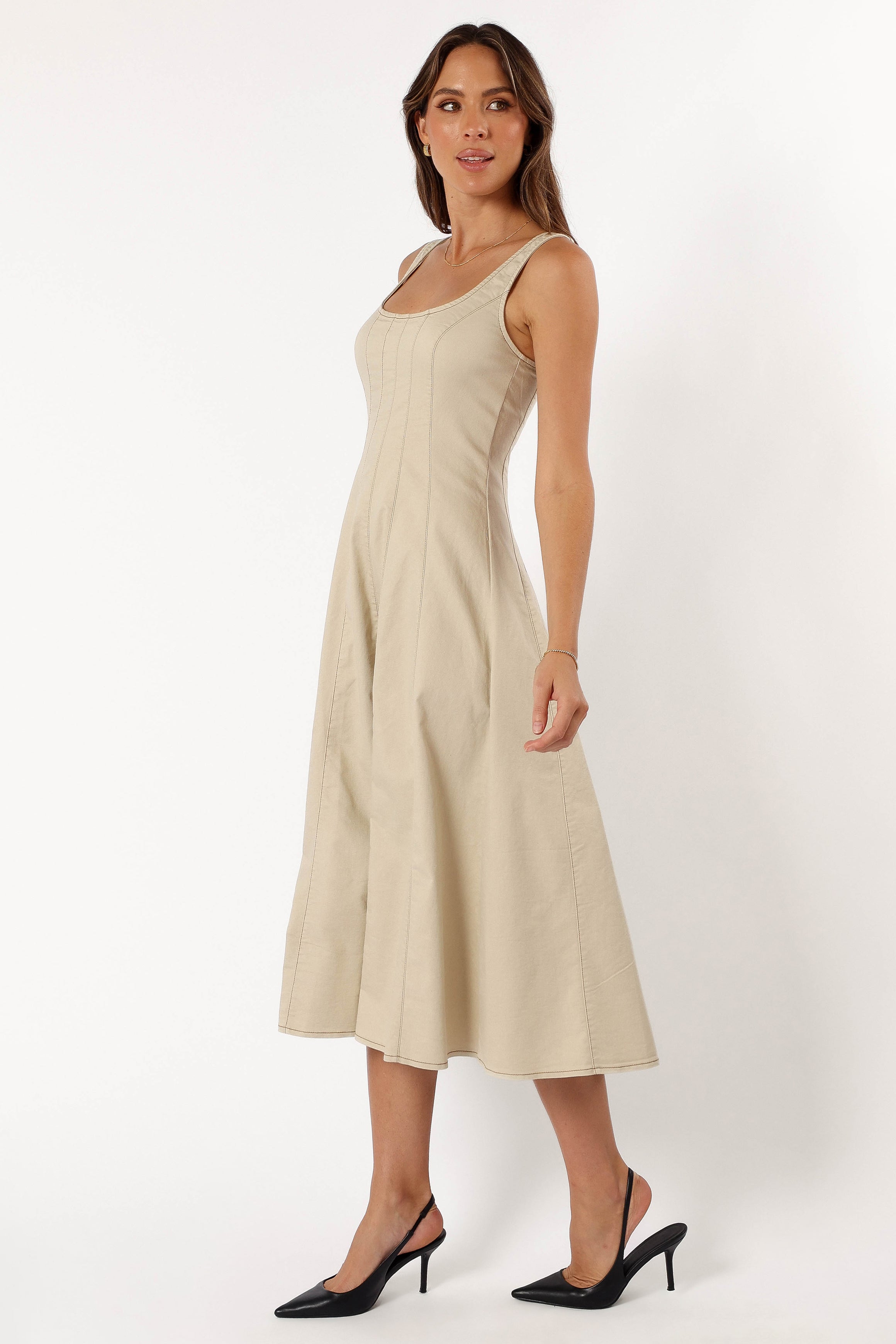 Petal and Pup USA DRESSES Una Midi Dress - Beige