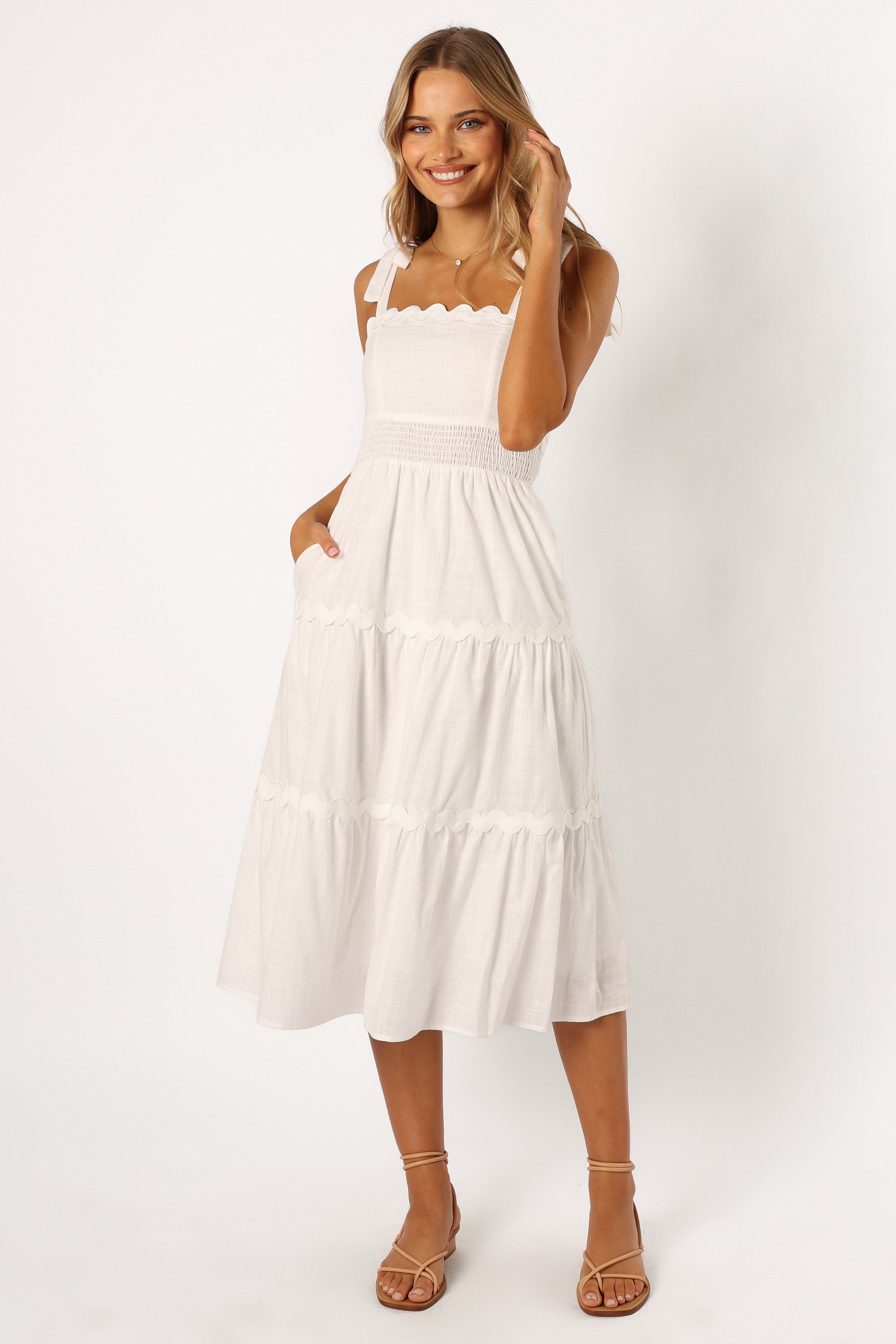 Petal and Pup USA DRESSES Urmi Midi Dress - White