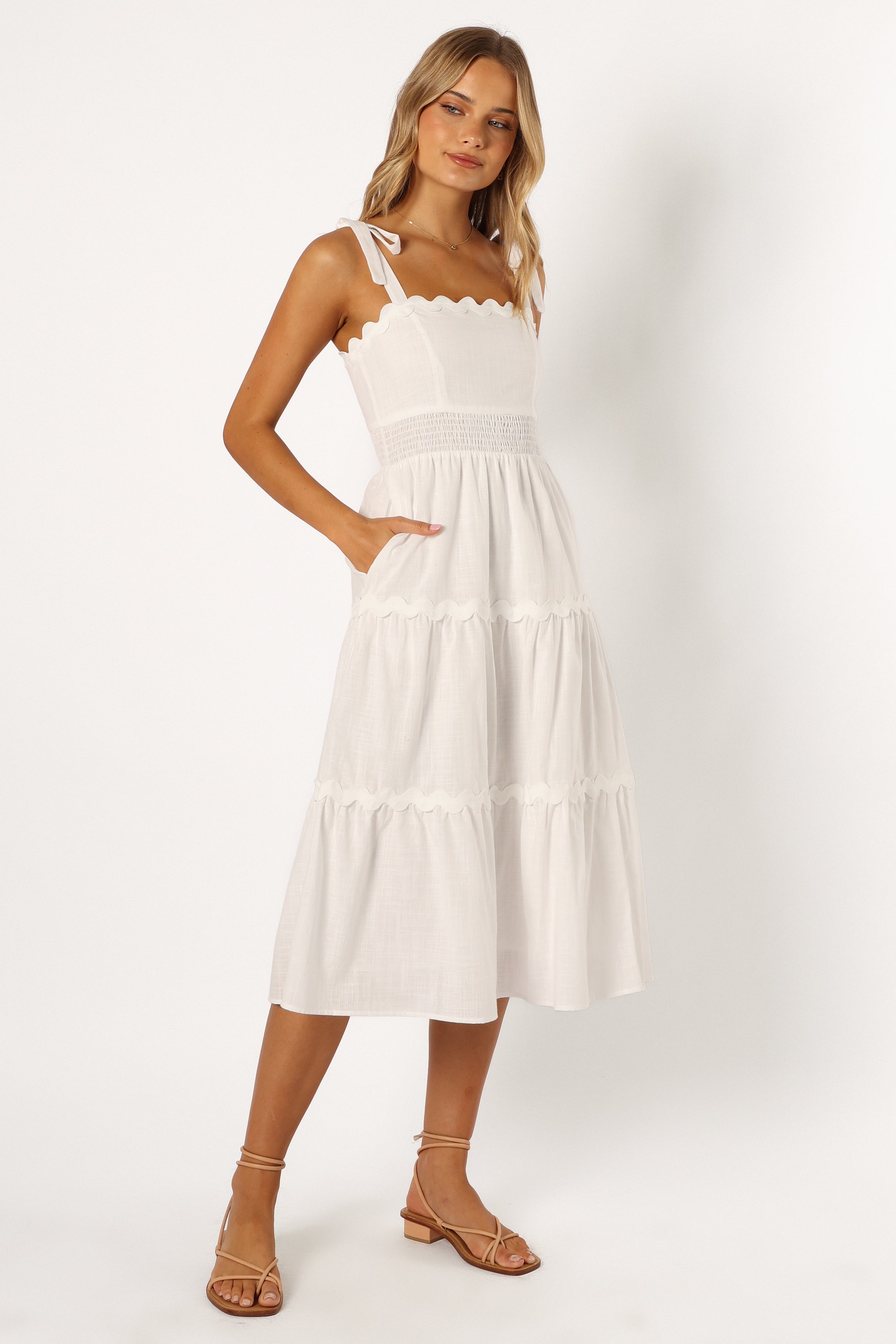 Petal and Pup USA DRESSES Urmi Midi Dress - White