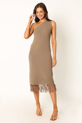 Petal and Pup USA DRESSES Winne One Shoulder Knit Dress - Olive