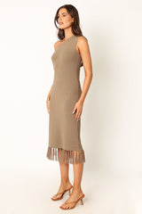 Petal and Pup USA DRESSES Winne One Shoulder Knit Dress - Olive