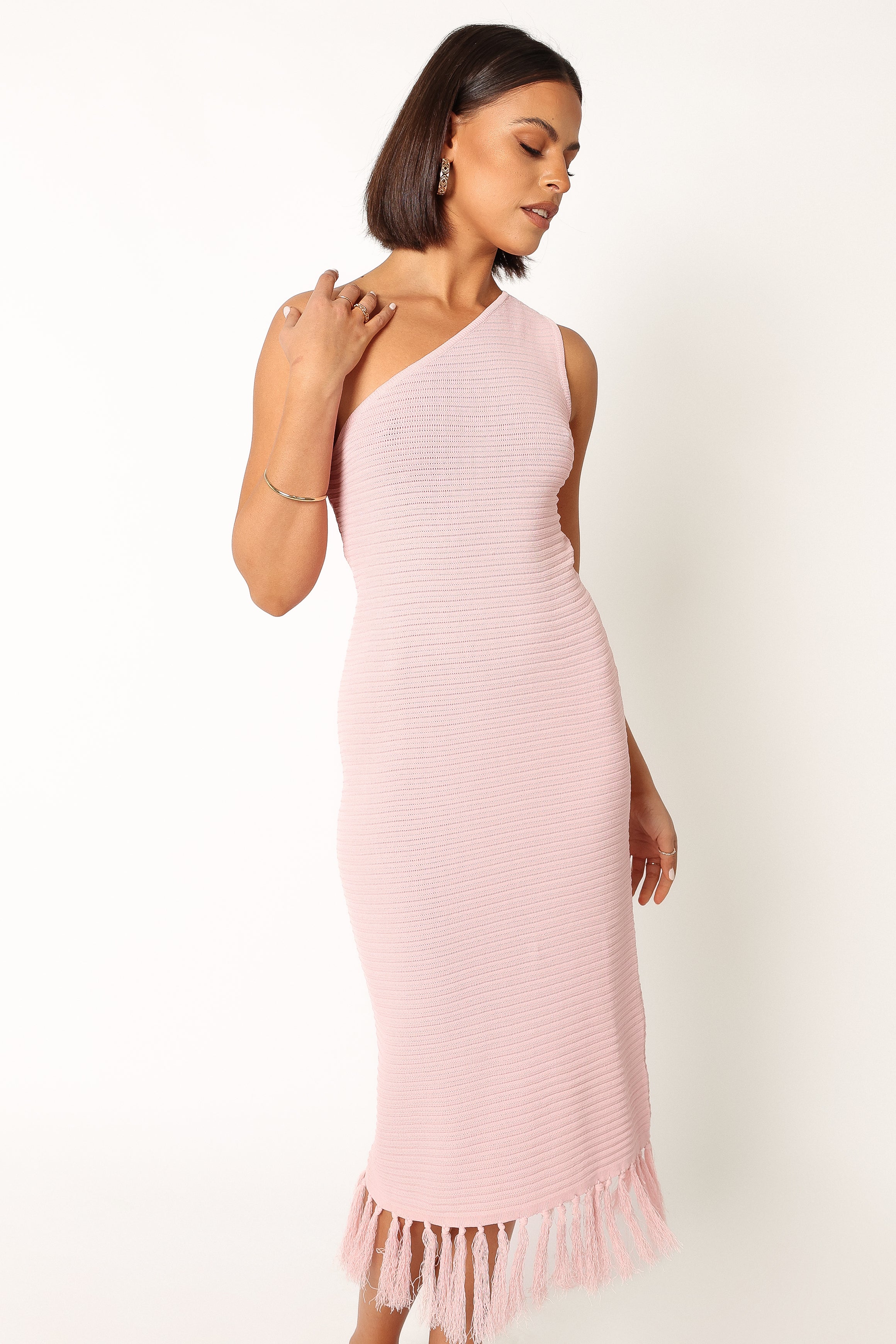 Petal and Pup USA DRESSES Winne One Shoulder Knit Dress - Pink