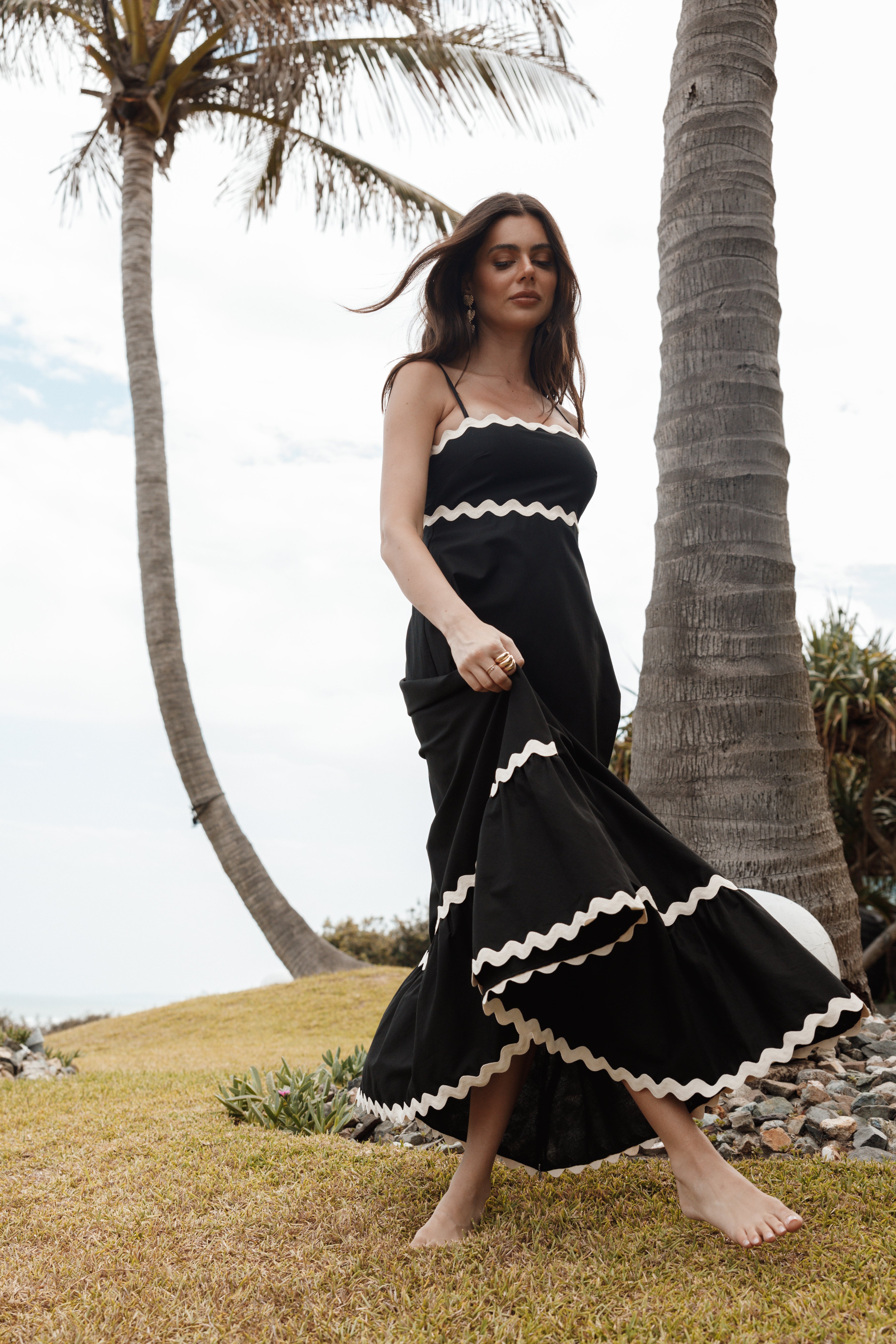 Petal and Pup USA DRESSES Yana Maxi Dress - Black Cream