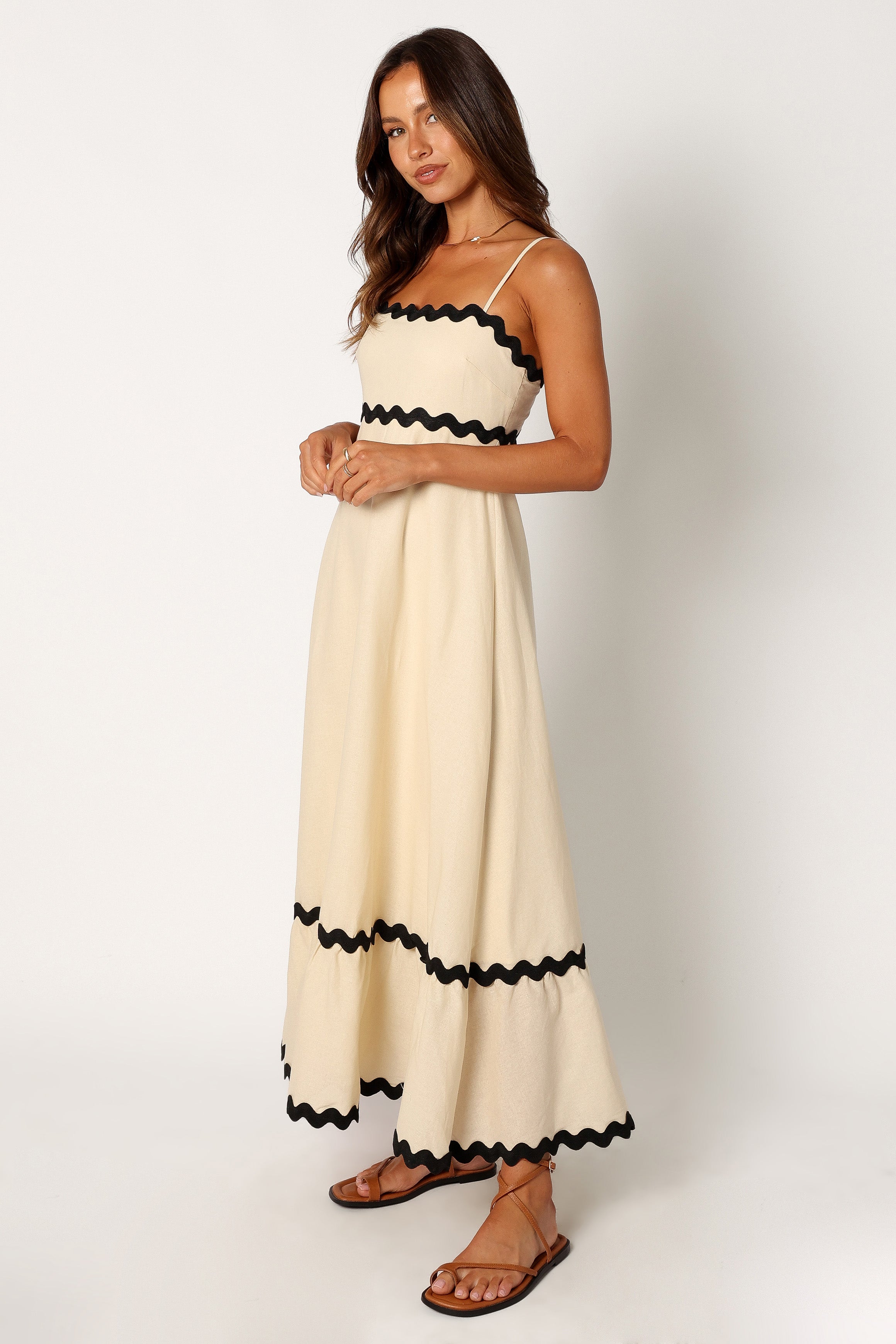 Petal and Pup USA DRESSES Yana Maxi Dress - Cream Black