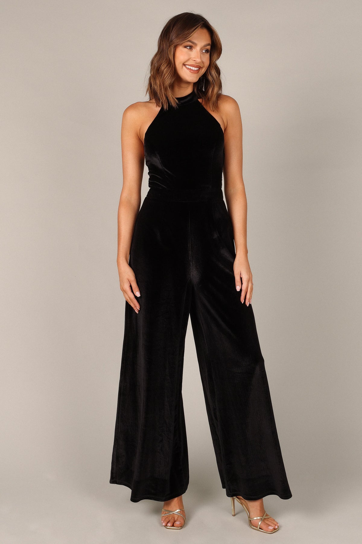 Petal and Pup USA JUMPSUITS Aria Velvet Jumpsuit - Black