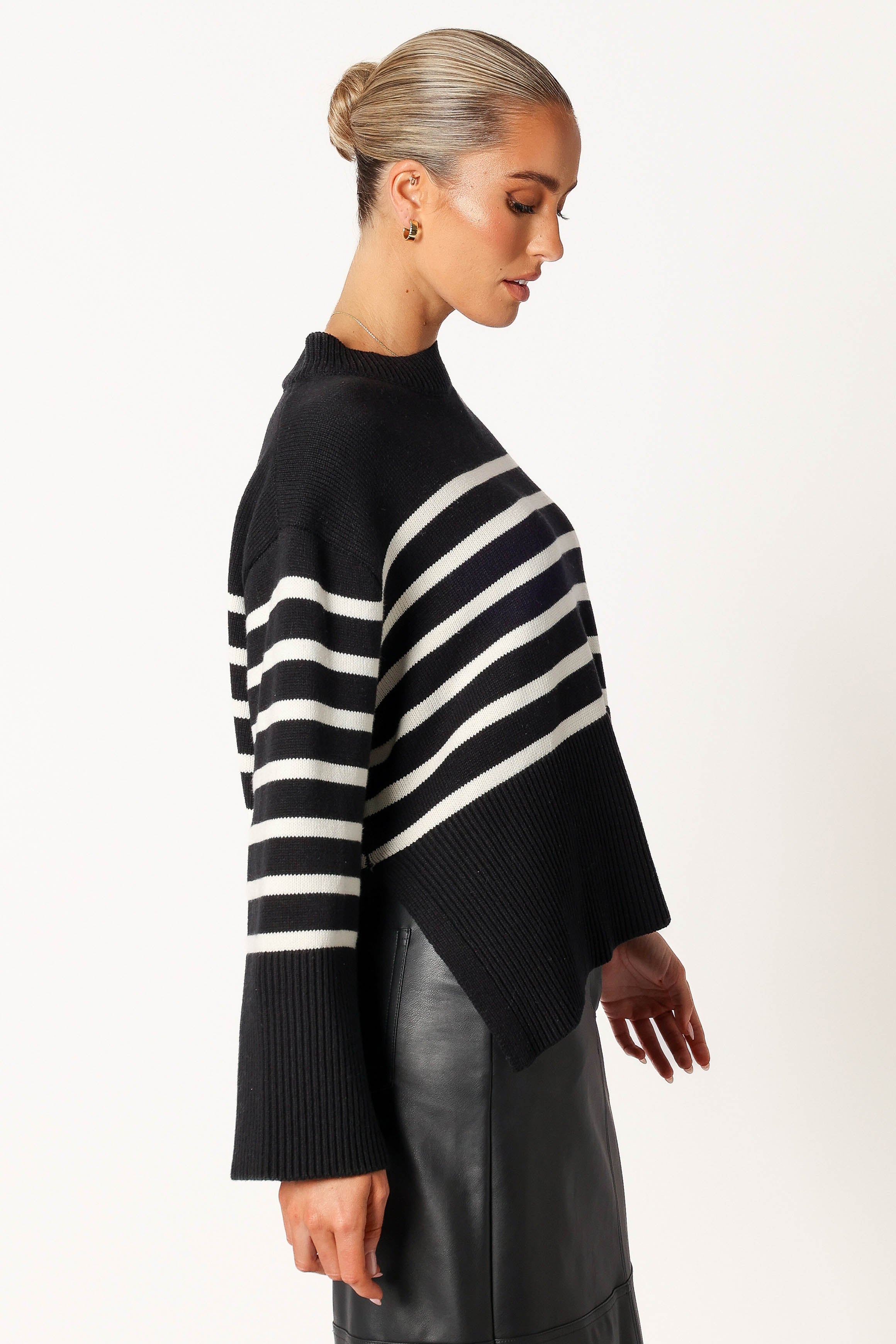 Petal and Pup USA KNITWEAR Avalynn Striped Knit Sweater - Black White