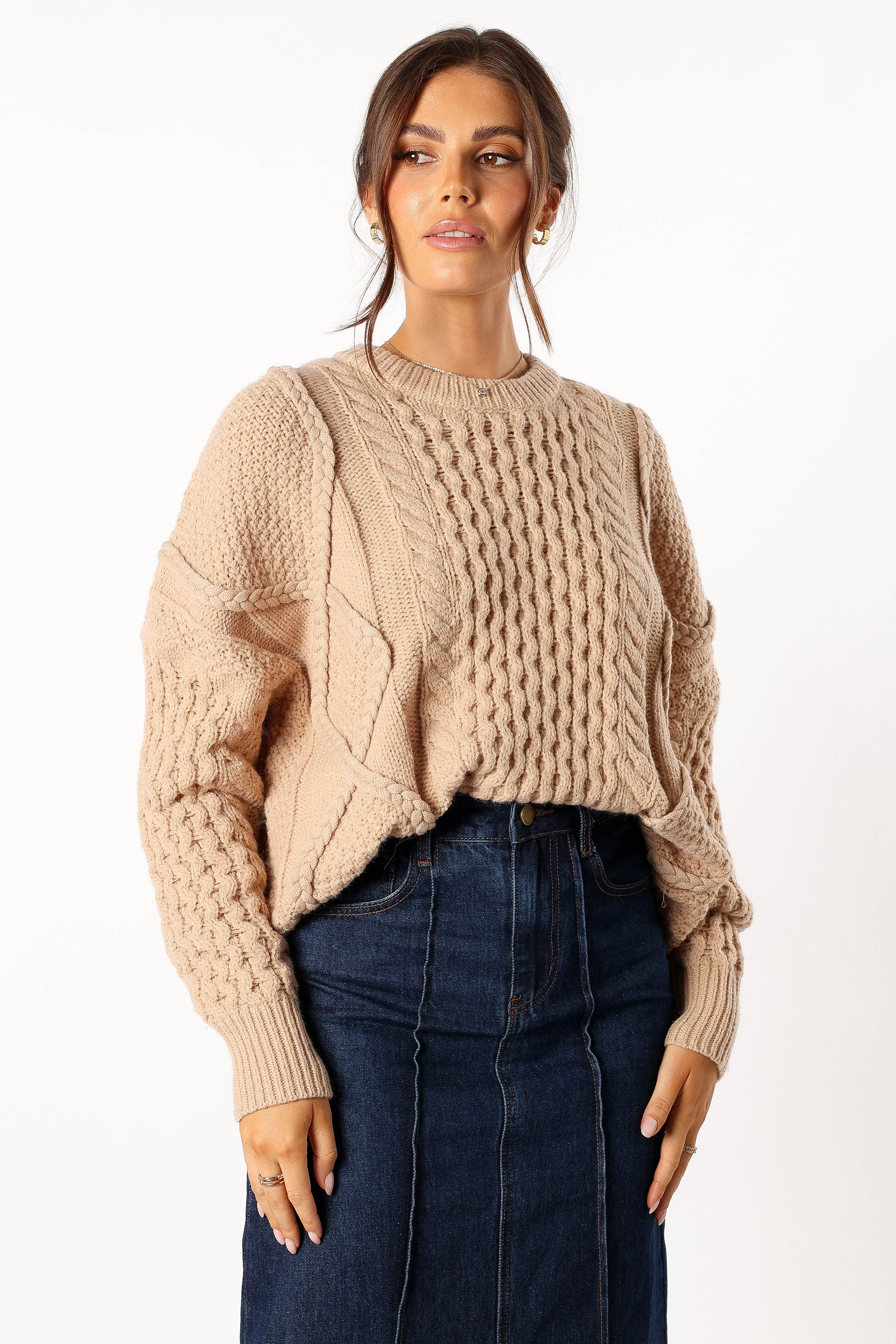 Petal and Pup USA KNITWEAR Bentley Knit Sweater - Oatmeal