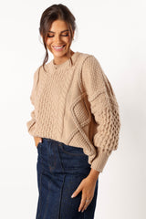Petal and Pup USA KNITWEAR Bentley Knit Sweater - Oatmeal