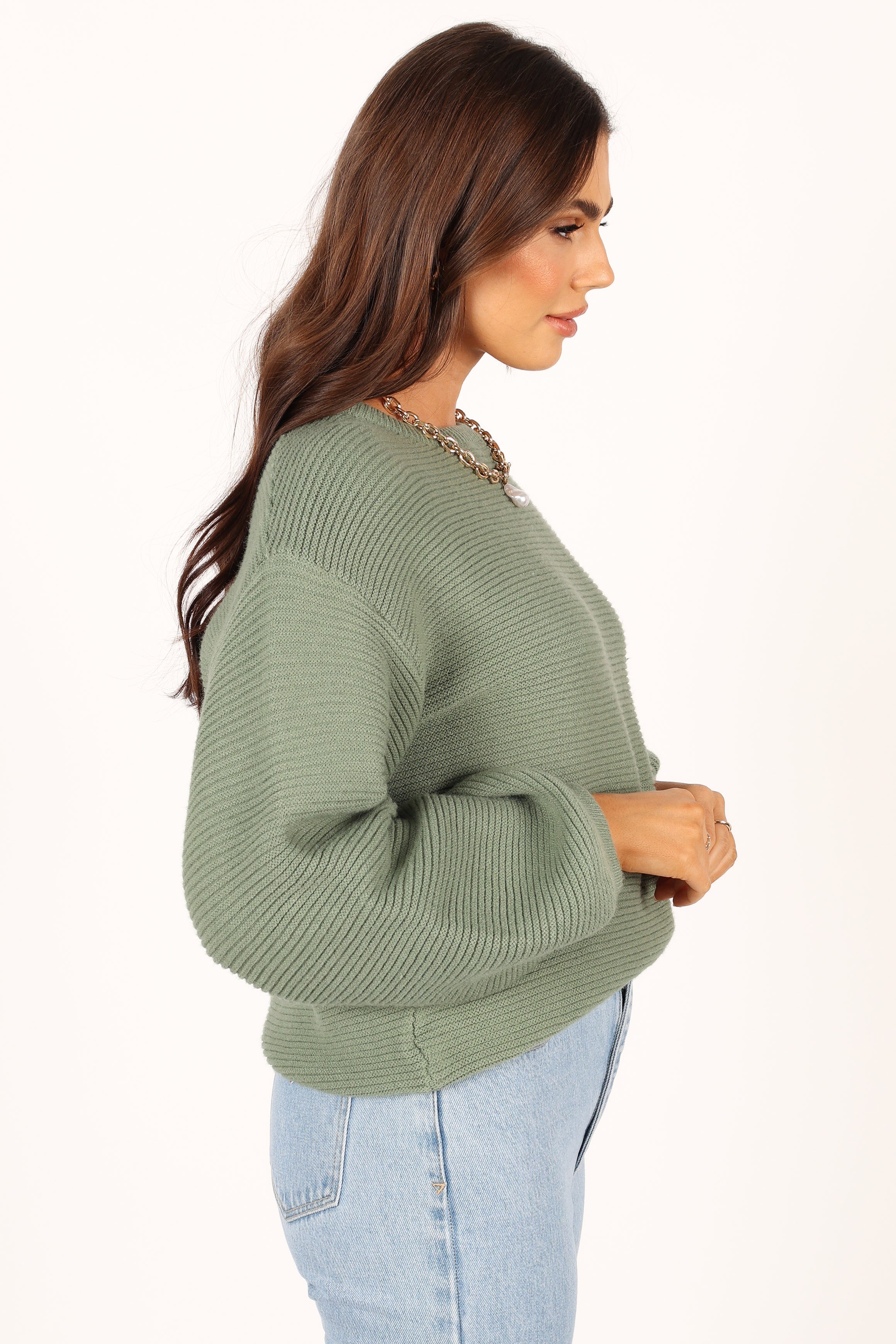 Petal and Pup USA KNITWEAR Lakelyn Textured Knit Sweater - Khaki