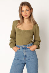 Petal and Pup USA KNITWEAR Madalyn Knit Sweater - Olive