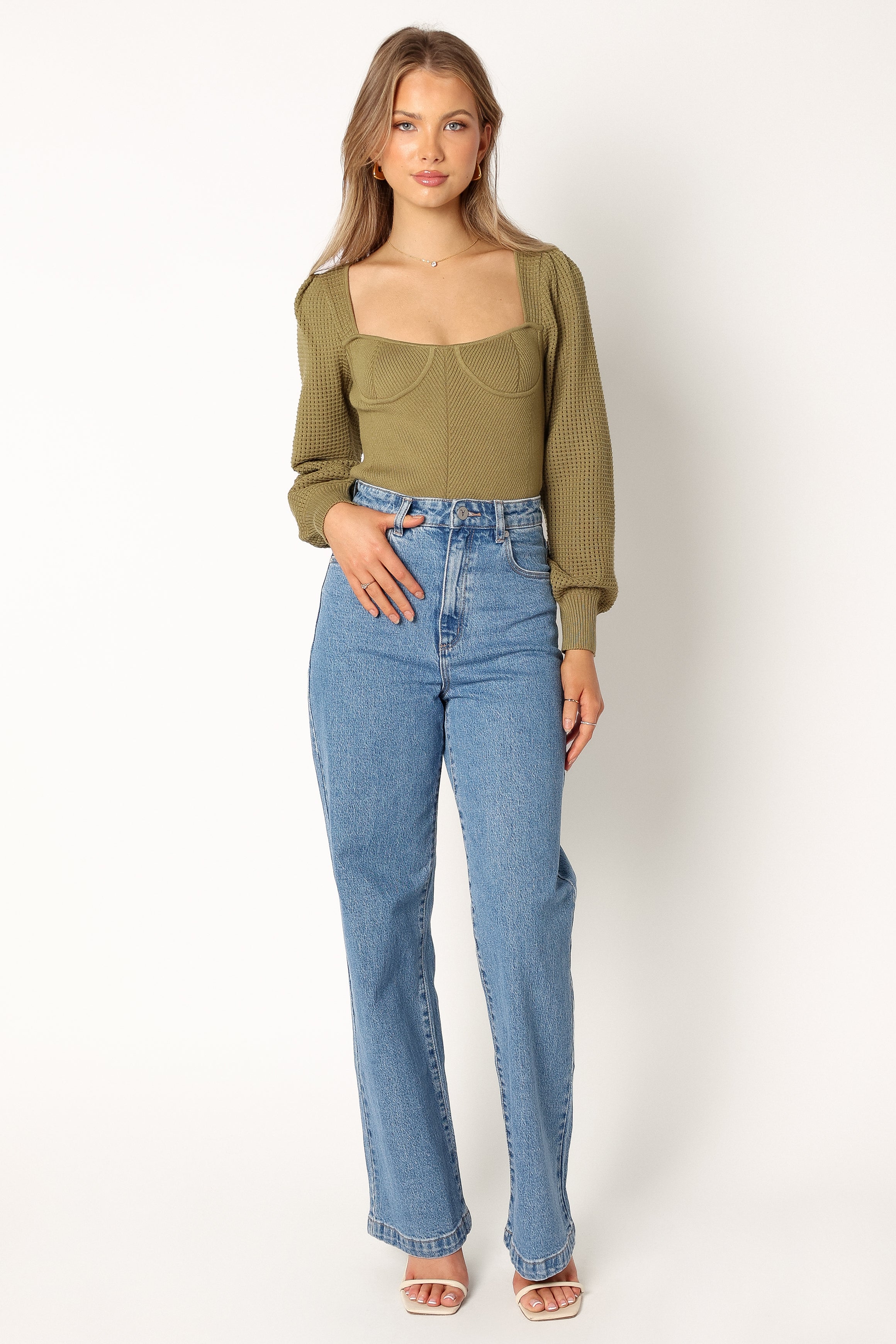 Petal and Pup USA KNITWEAR Madalyn Knit Sweater - Olive