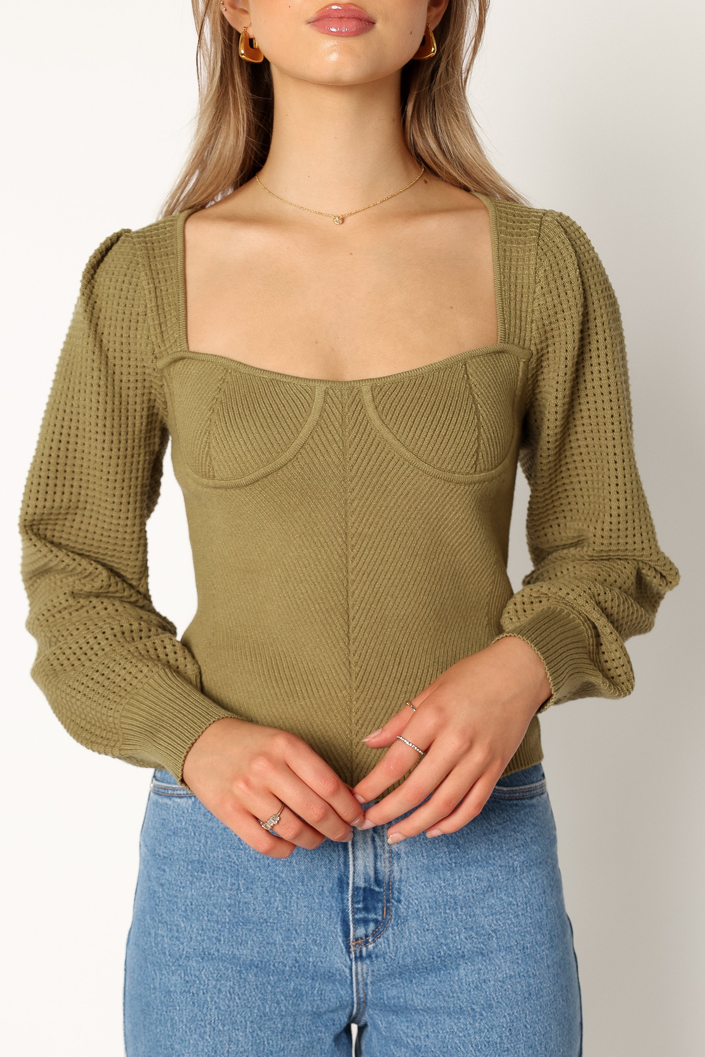 Petal and Pup USA KNITWEAR Madalyn Knit Sweater - Olive