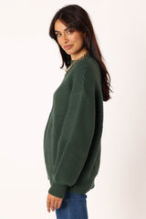 Petal and Pup USA KNITWEAR Meredith Ribbed Crewneck Knit Sweater - Green