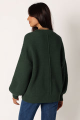 Petal and Pup USA KNITWEAR Meredith Ribbed Crewneck Knit Sweater - Green