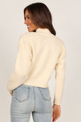 Petal and Pup USA Knitwear Mia Textured Shoulder Knit Sweater - Cream