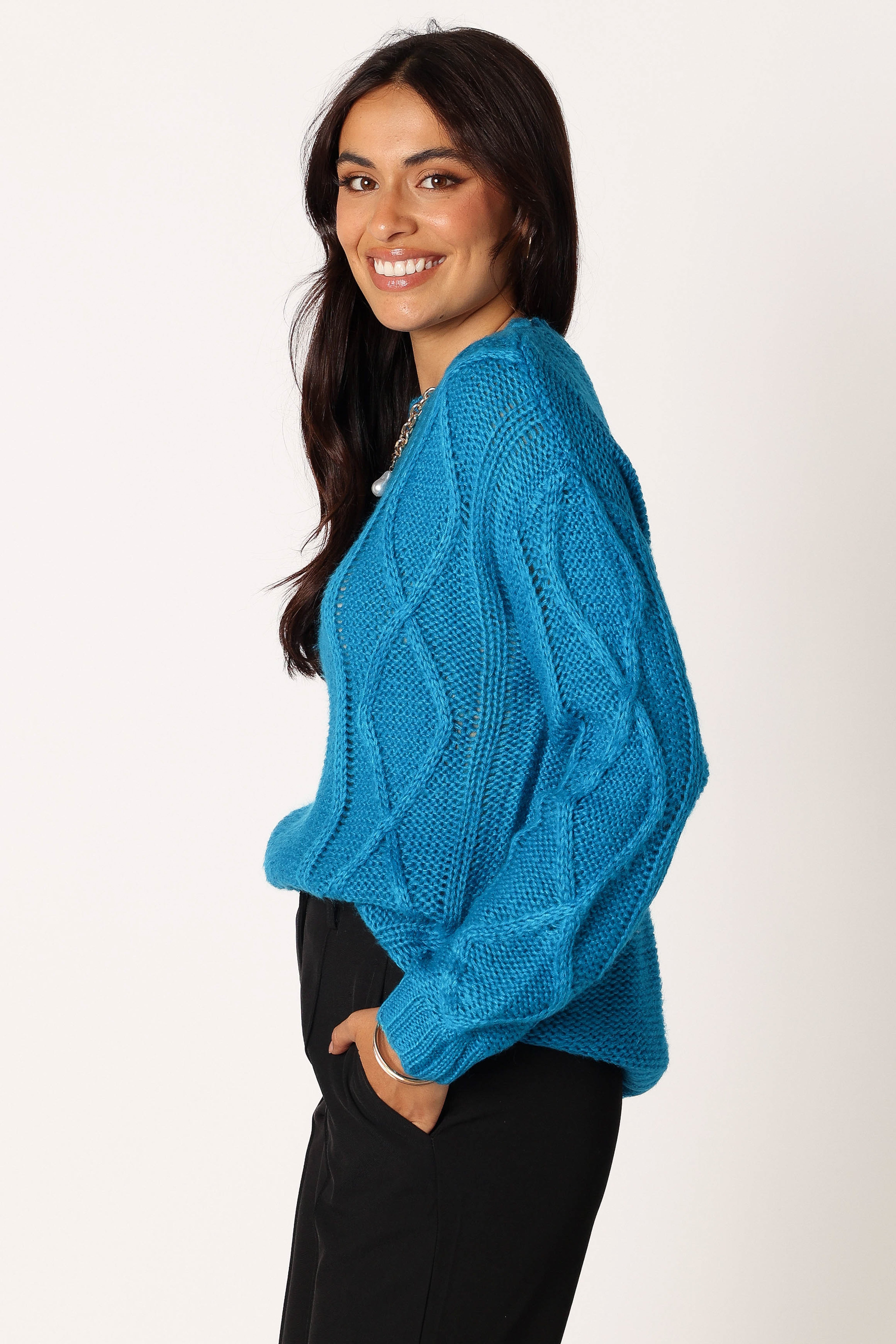 Petal and Pup USA KNITWEAR Michaela Knit Sweater - Royal Blue