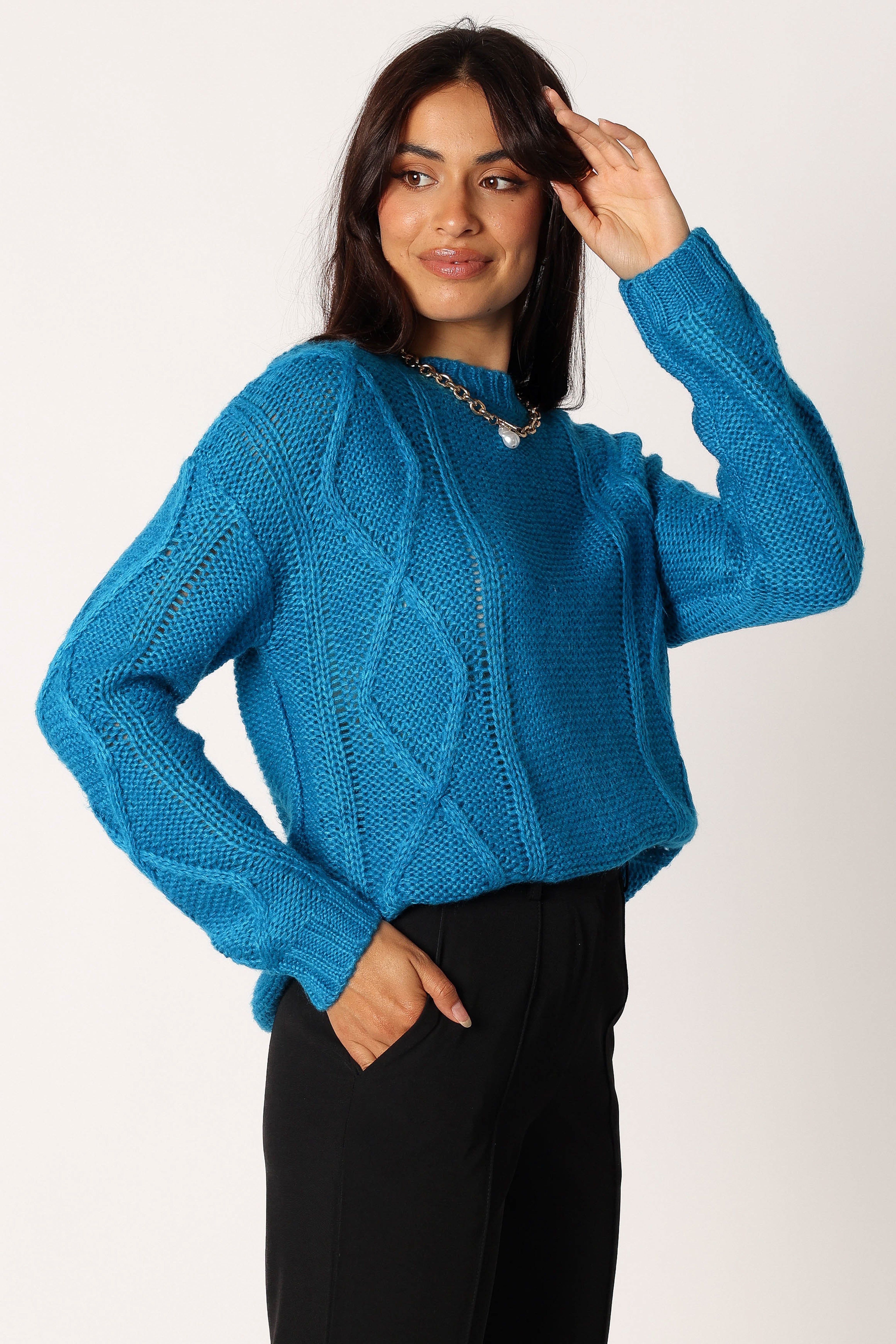 Petal and Pup USA KNITWEAR Michaela Knit Sweater - Royal Blue