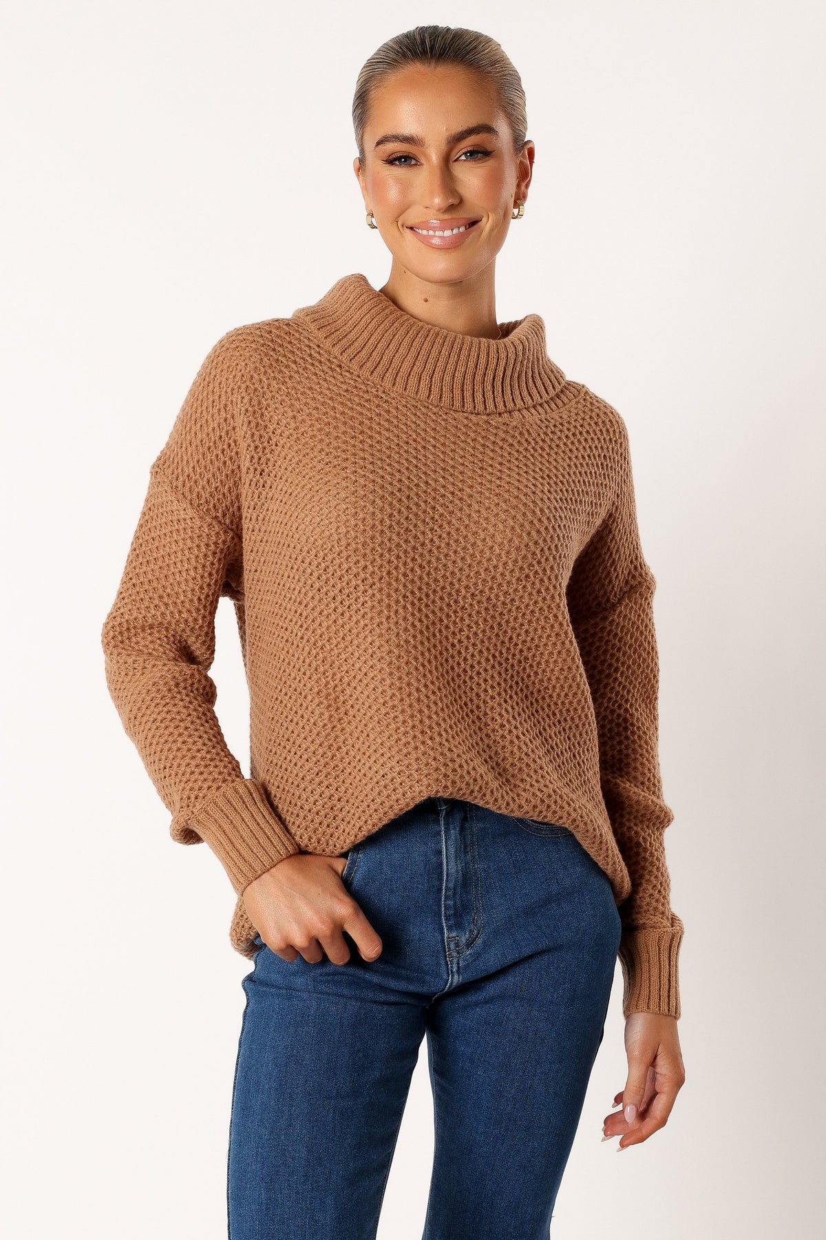 Petal and Pup USA KNITWEAR Rayne Turtleneck Knit Sweater - Beige