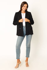 Petal and Pup USA OUTERWEAR Ailani Button Front Blazer - Black